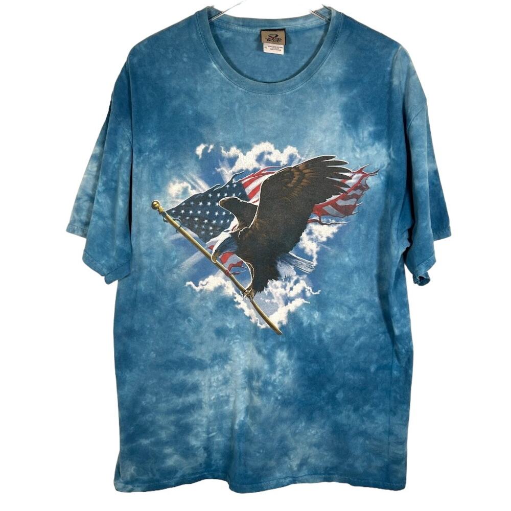 Liquid Blue Men's Patriotic Flying Eagle Tie-Dye T-Shirt XL Short Sleeve *Read